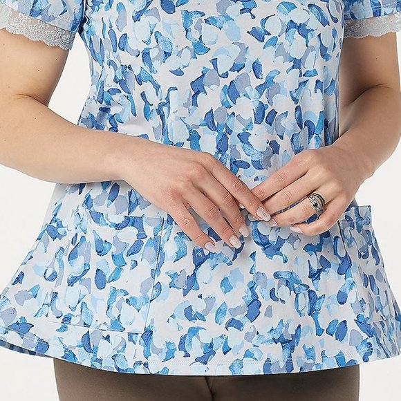 LOGO Printed Cotton Modal Top with Sleeve Detail - Picture 4 of 4